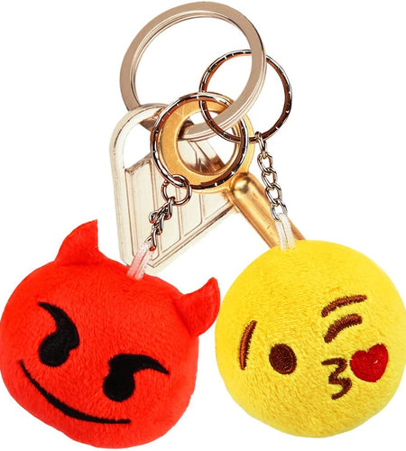 Emoticon Keychains, Mini Emoticon Plush Party Favors for Valentine' S Day Gifts Birthday Party Supplies, Carnival Prizes for Kids Treasure Box Bulk Toy Assortment 2" Set of 30