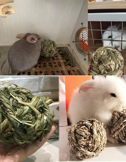 Load image into Gallery viewer, Bunny Grass Toy Natural Timothy Grass Small Animal Activity Play Chew Ball for Rabbits Hamster Guinea Pigs Gerbils(4 Pack)

