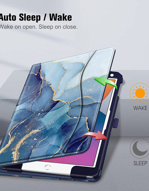 Load image into Gallery viewer, Case for Ipad 9Th / 8Th / 7Th Generation (2021/2020/2019) 10.2 Inch - [Corner Protection] Multi-Angle Viewing Stand Cover with Pocket &amp; Pencil Holder, Auto Wake Sleep, Ocean Marble
